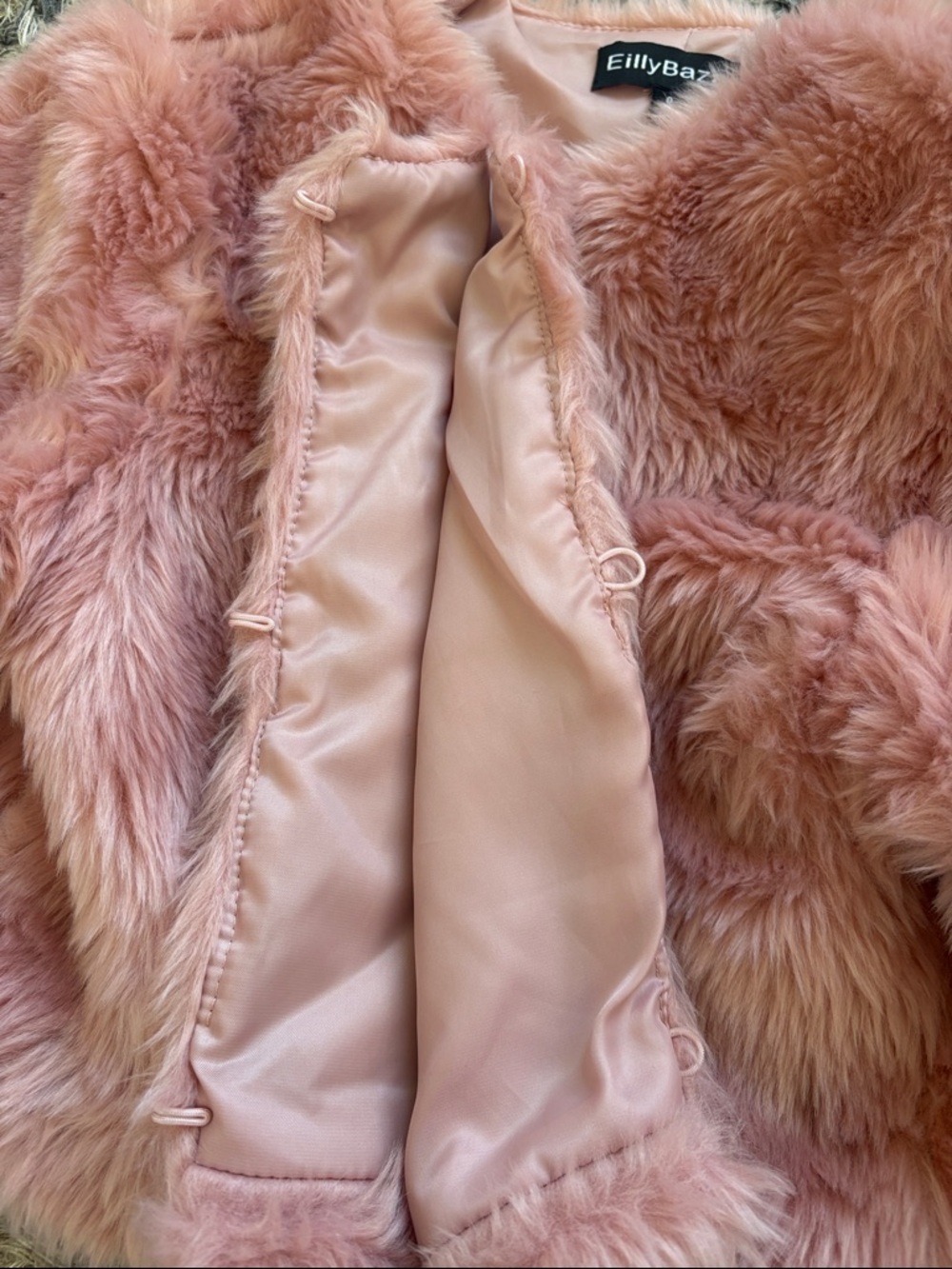 New! Eilly Bazar Cropped Rose Pink Faux Fur Teddy Jacket Size S - Picture 5 of 11